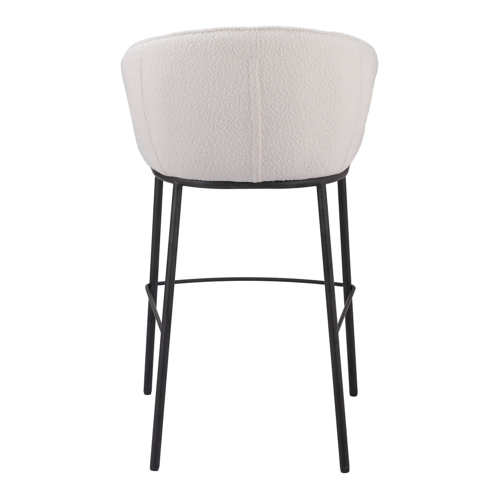 Banco Alto para Barra de Hotel - ZUO ESSEN - Varios Colores - Asiento y Respaldo Tapizados en Tejido Texturizado - Marfil