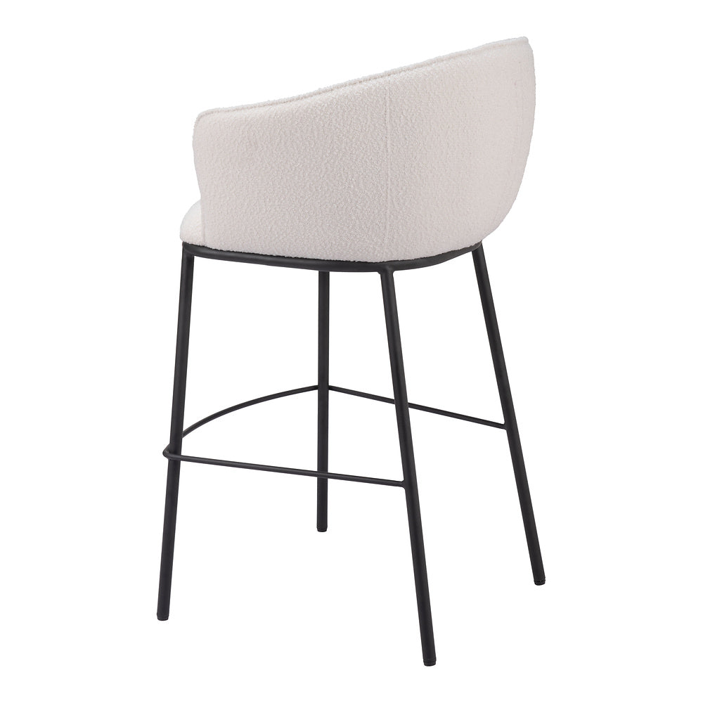 Banco Alto para Barra de Hotel - ZUO ESSEN - Varios Colores - Asiento y Respaldo Tapizados en Tejido Texturizado - Marfil
