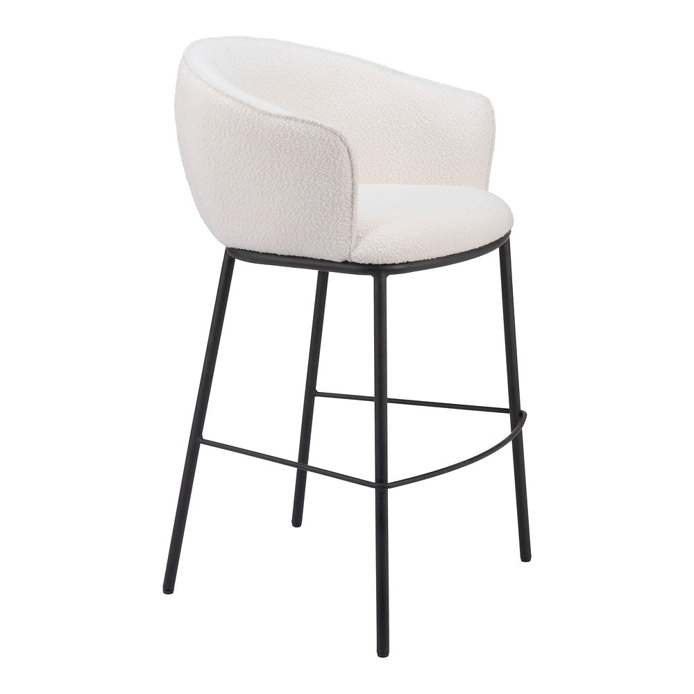 Banco Alto para Barra de Hotel - ZUO ESSEN - Varios Colores - Asiento y Respaldo Tapizados en Tejido Texturizado - Marfil