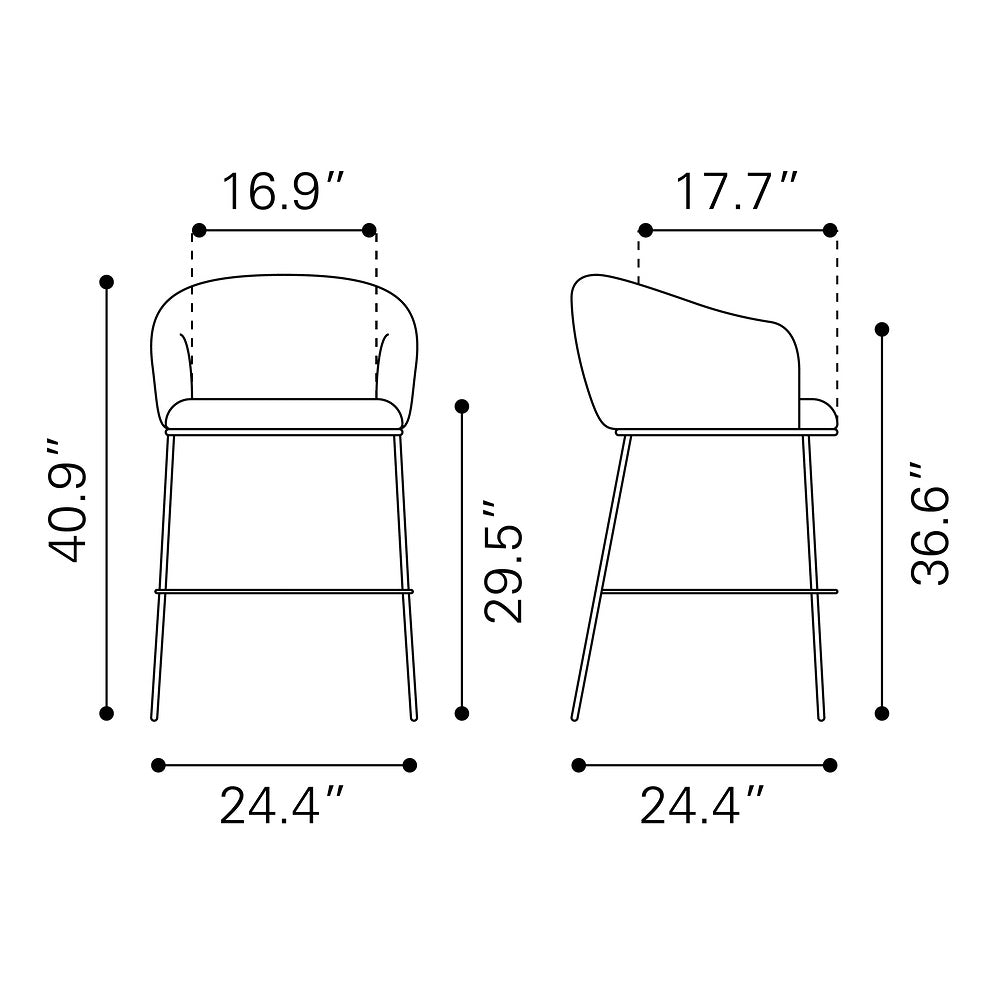 Banco Alto para Barra de Hotel - ZUO ESSEN - Varios Colores - Asiento y Respaldo Tapizados en Tejido Texturizado - Marfil