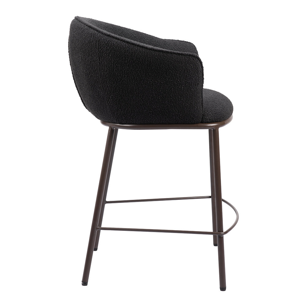 Banco Mostrador para Cantina - ZUO ESSEN - Varios Colores - Asiento y Respaldo Tapizados en Tejido Texturizado - Negro y Bronce