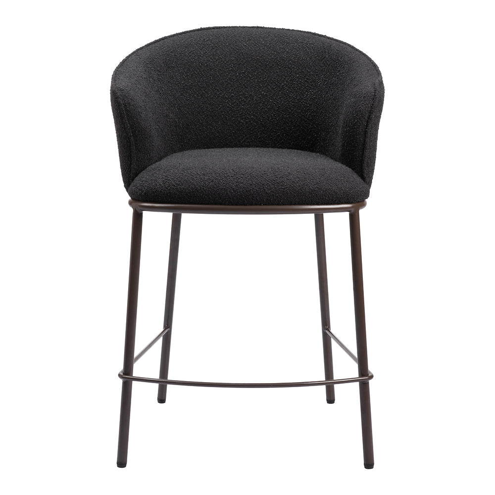 Banco Mostrador para Cantina - ZUO ESSEN - Varios Colores - Asiento y Respaldo Tapizados en Tejido Texturizado - Negro y Bronce