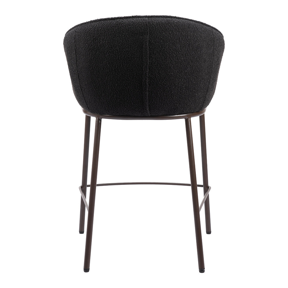 Banco Mostrador para Cantina - ZUO ESSEN - Varios Colores - Asiento y Respaldo Tapizados en Tejido Texturizado - Negro y Bronce
