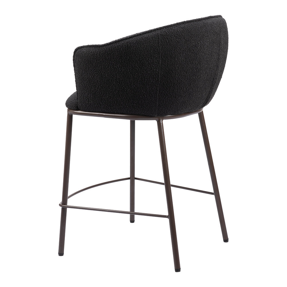 Banco Mostrador para Cantina - ZUO ESSEN - Varios Colores - Asiento y Respaldo Tapizados en Tejido Texturizado - Negro y Bronce
