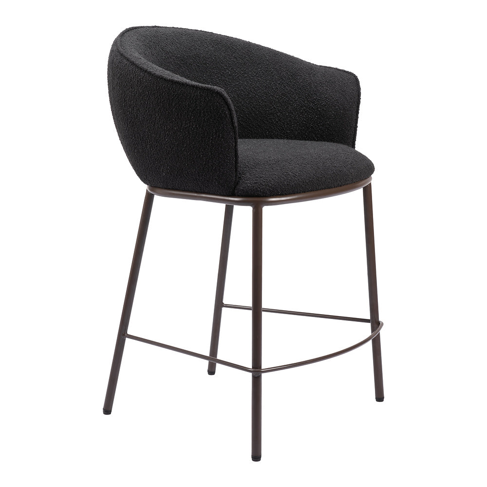 Banco Mostrador para Cantina - ZUO ESSEN - Varios Colores - Asiento y Respaldo Tapizados en Tejido Texturizado - Negro y Bronce