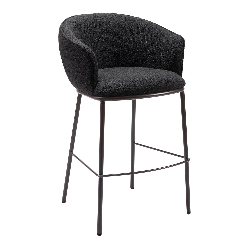 Banco Alto para Barra de Hotel - ZUO ESSEN - Varios Colores - Asiento y Respaldo Tapizados en Tejido Texturizado - Negro y Bronce