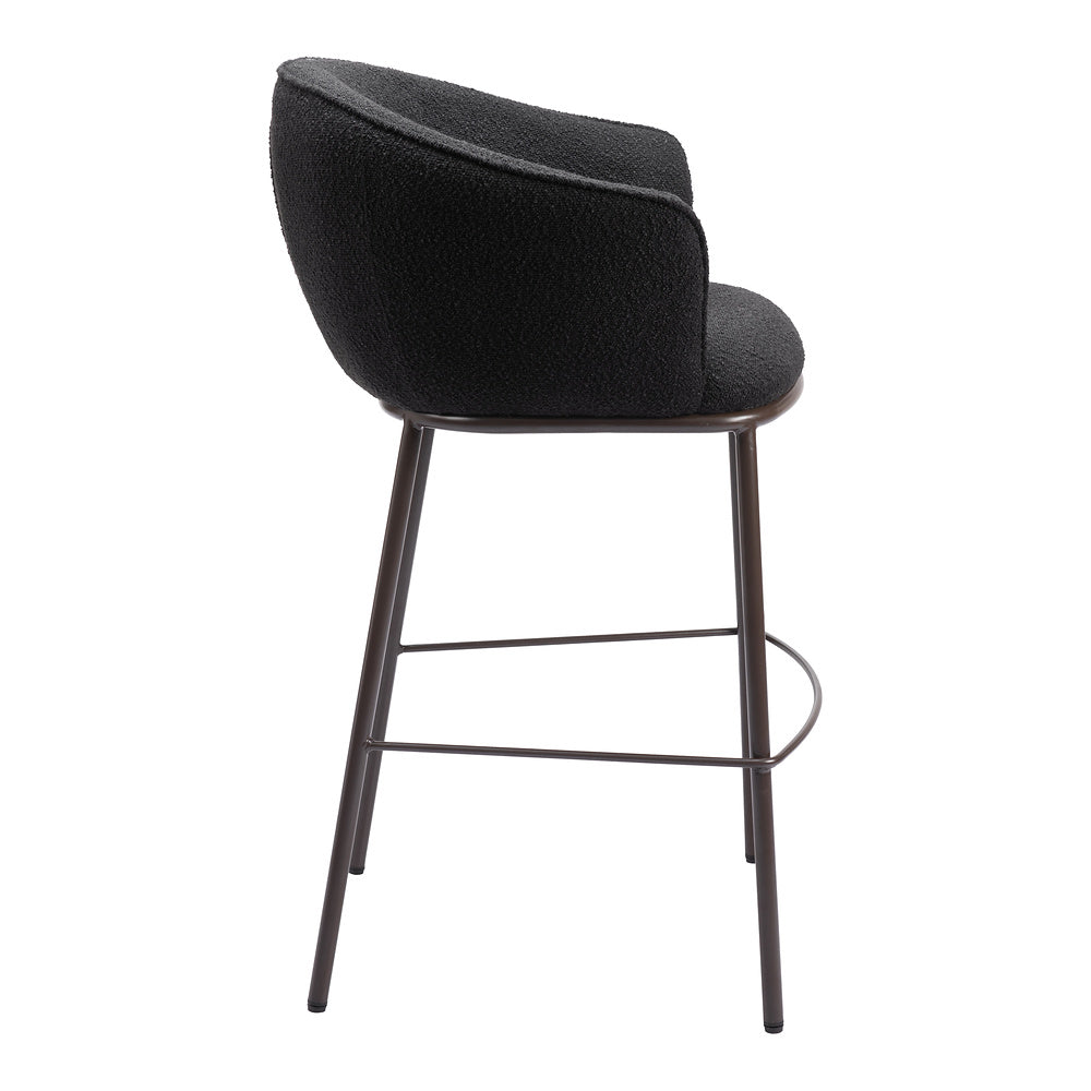 Banco Alto para Barra de Hotel - ZUO ESSEN - Varios Colores - Asiento y Respaldo Tapizados en Tejido Texturizado - Negro y Bronce