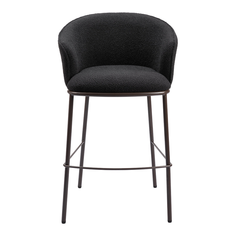 Banco Alto para Barra de Hotel - ZUO ESSEN - Varios Colores - Asiento y Respaldo Tapizados en Tejido Texturizado - Negro y Bronce