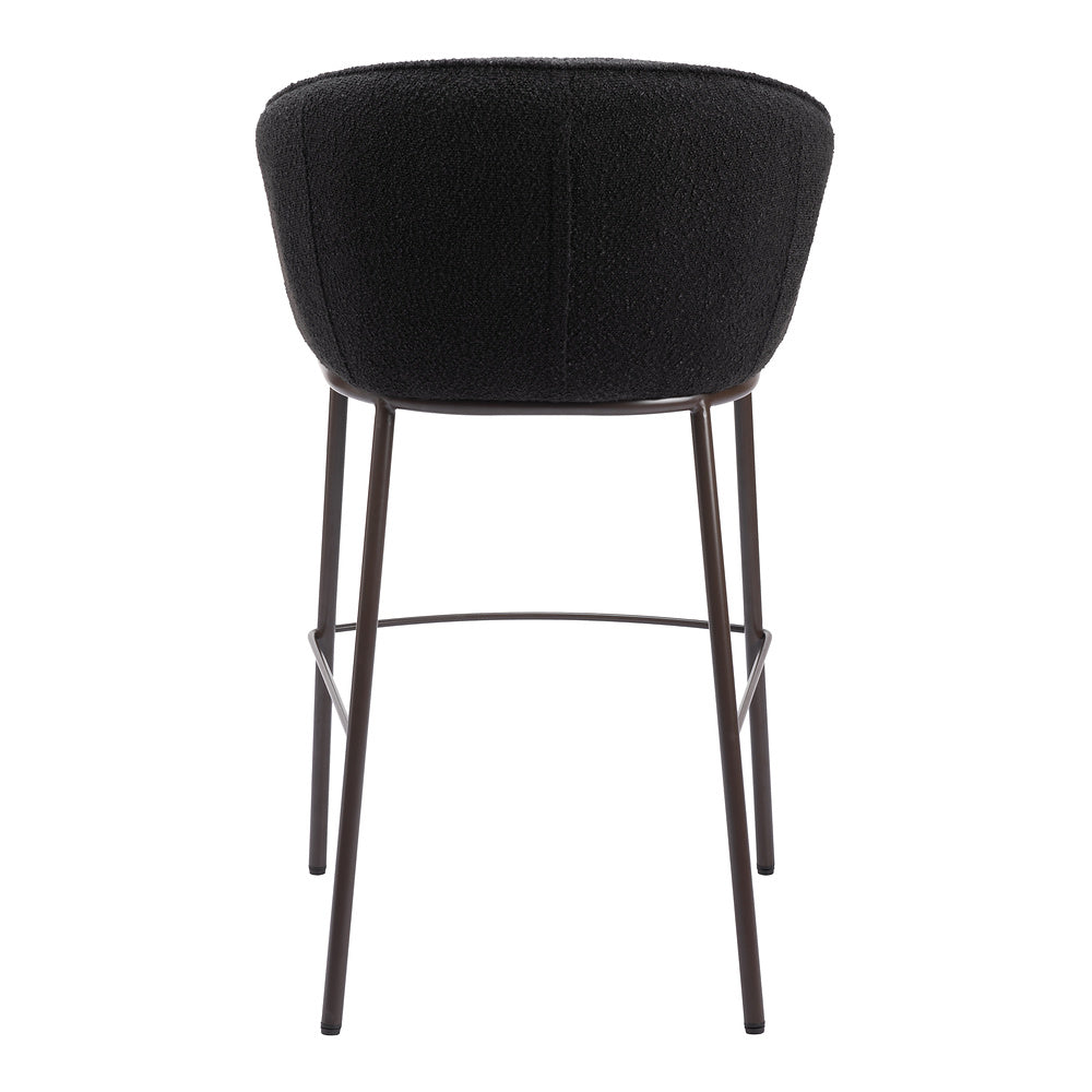 Banco Alto para Barra de Hotel - ZUO ESSEN - Varios Colores - Asiento y Respaldo Tapizados en Tejido Texturizado - Negro y Bronce
