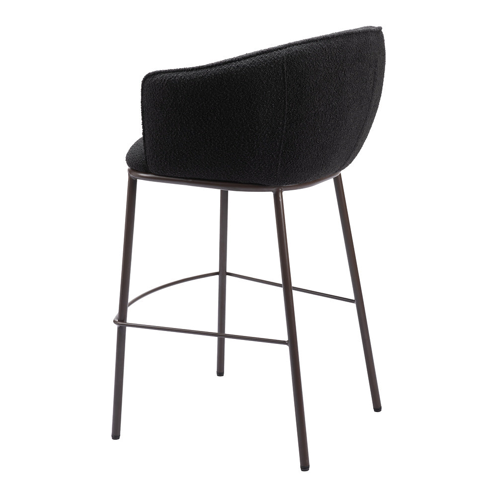 Banco Alto para Barra de Hotel - ZUO ESSEN - Varios Colores - Asiento y Respaldo Tapizados en Tejido Texturizado - Negro y Bronce