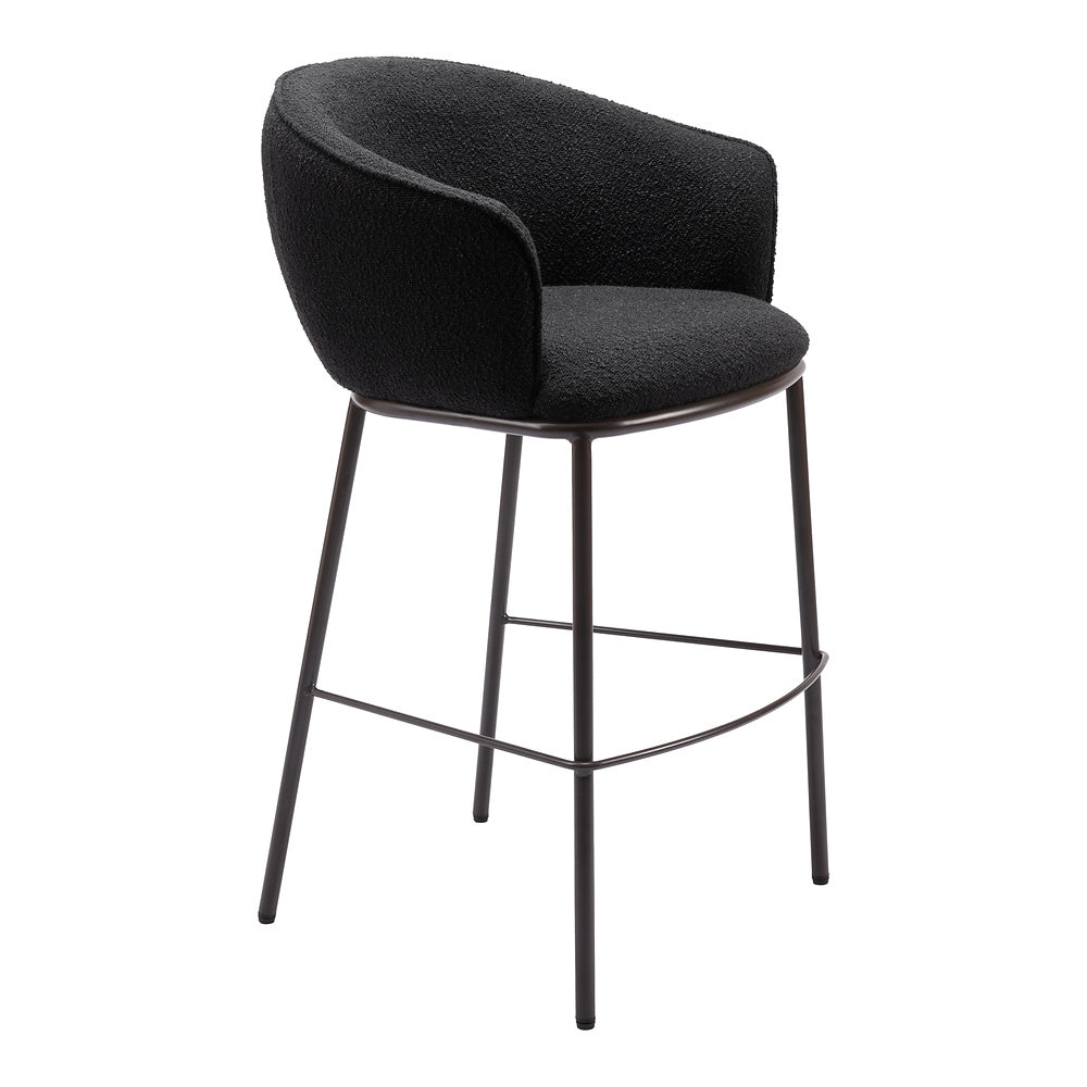 Banco Alto para Barra de Hotel - ZUO ESSEN - Varios Colores - Asiento y Respaldo Tapizados en Tejido Texturizado - Negro y Bronce