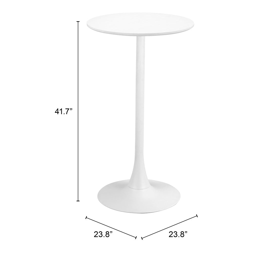 Mesa Alta para Barra de Cafetería - ZUO AURAY - Varios Colores - Cubierta de MDF Símil Madera y Estructura de Acero con Recubrimiento en Polvo - Blanco