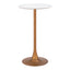 Mesa Alta para Barra de Cafetería - ZUO AURAY - Varios Colores - Cubierta de MDF Símil Madera y Estructura de Acero con Recubrimiento en Polvo - Blanco y Dorado