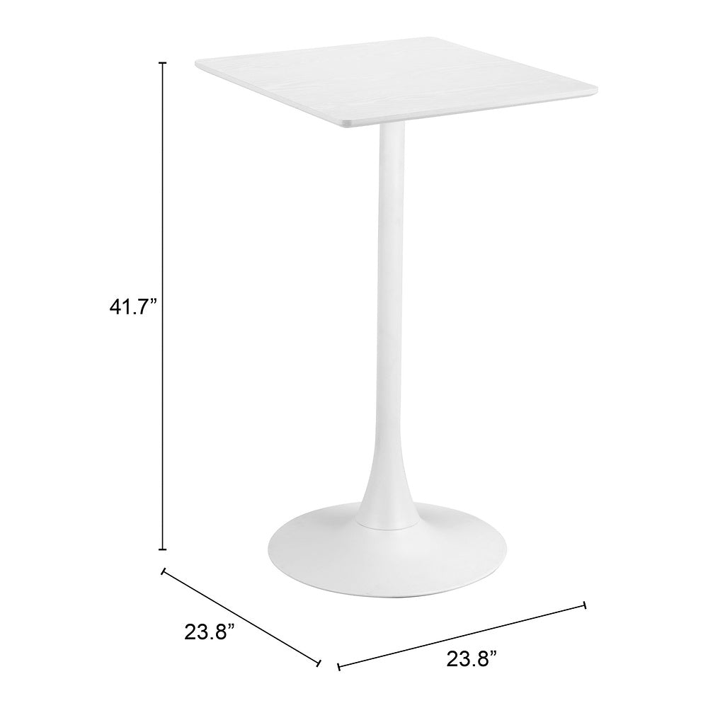 Mesa Alta para Snack Bar - ZUO VALLETA - Varios Colores - Cubierta de MDF Símil Madera y Estructura de Acero con Recubrimiento en Polvo - Blanco