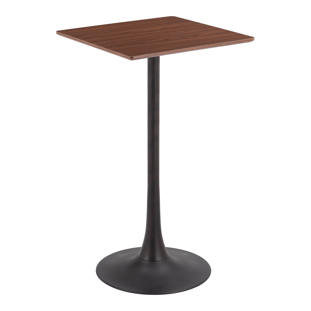 Mesa Alta para Snack Bar - ZUO VALLETA - Varios Colores - Cubierta de MDF Símil Madera y Estructura de Acero con Recubrimiento en Polvo - Café