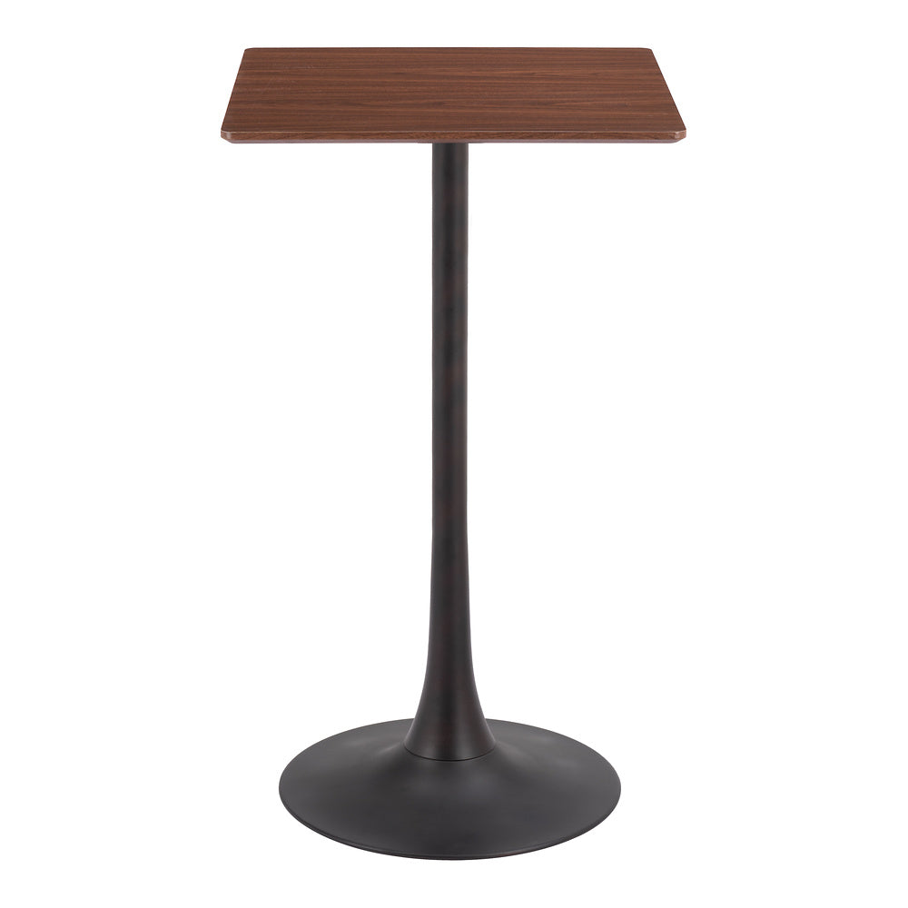 Mesa Alta para Snack Bar - ZUO VALLETA - Varios Colores - Cubierta de MDF Símil Madera y Estructura de Acero con Recubrimiento en Polvo - Café