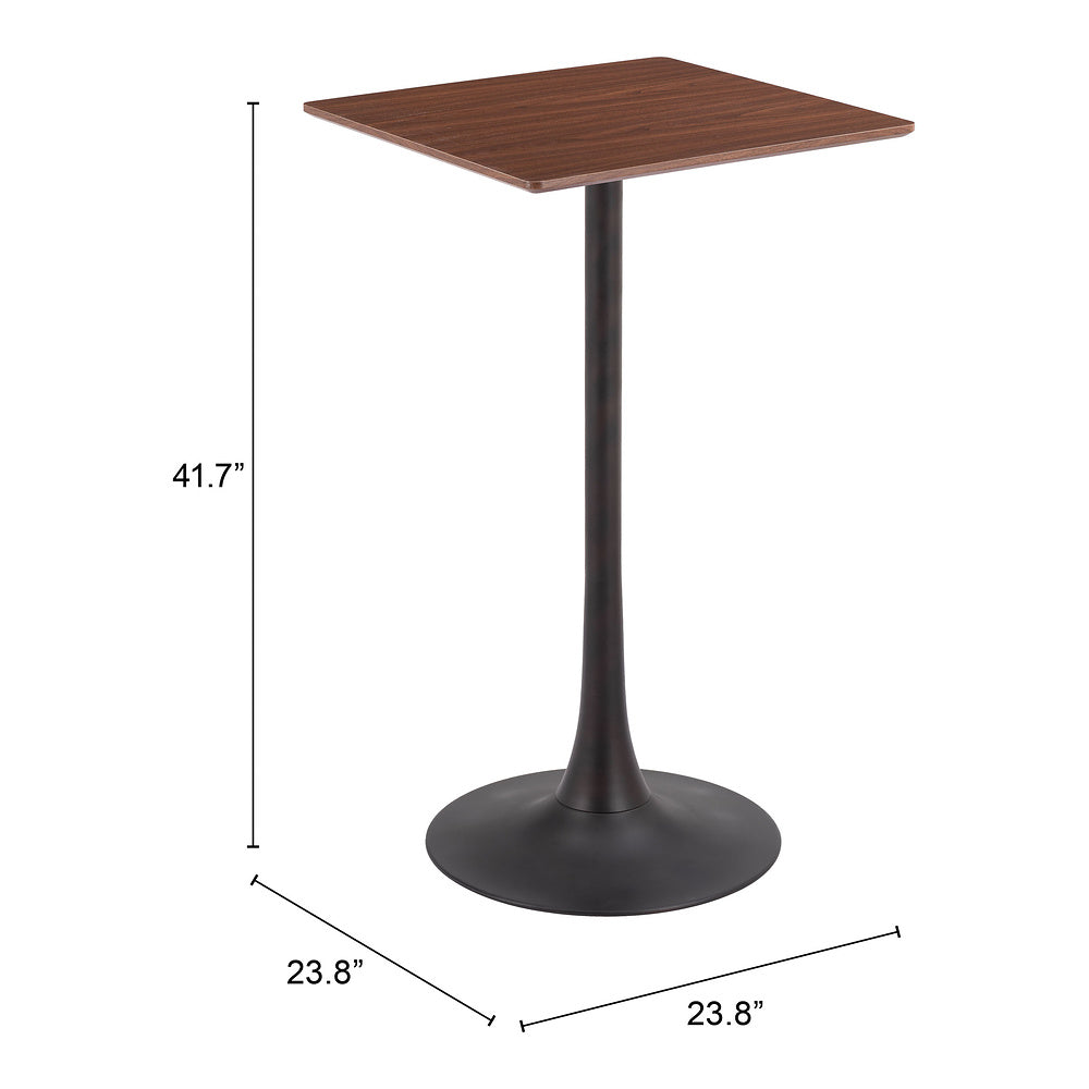 Mesa Alta para Snack Bar - ZUO VALLETA - Varios Colores - Cubierta de MDF Símil Madera y Estructura de Acero con Recubrimiento en Polvo - Café
