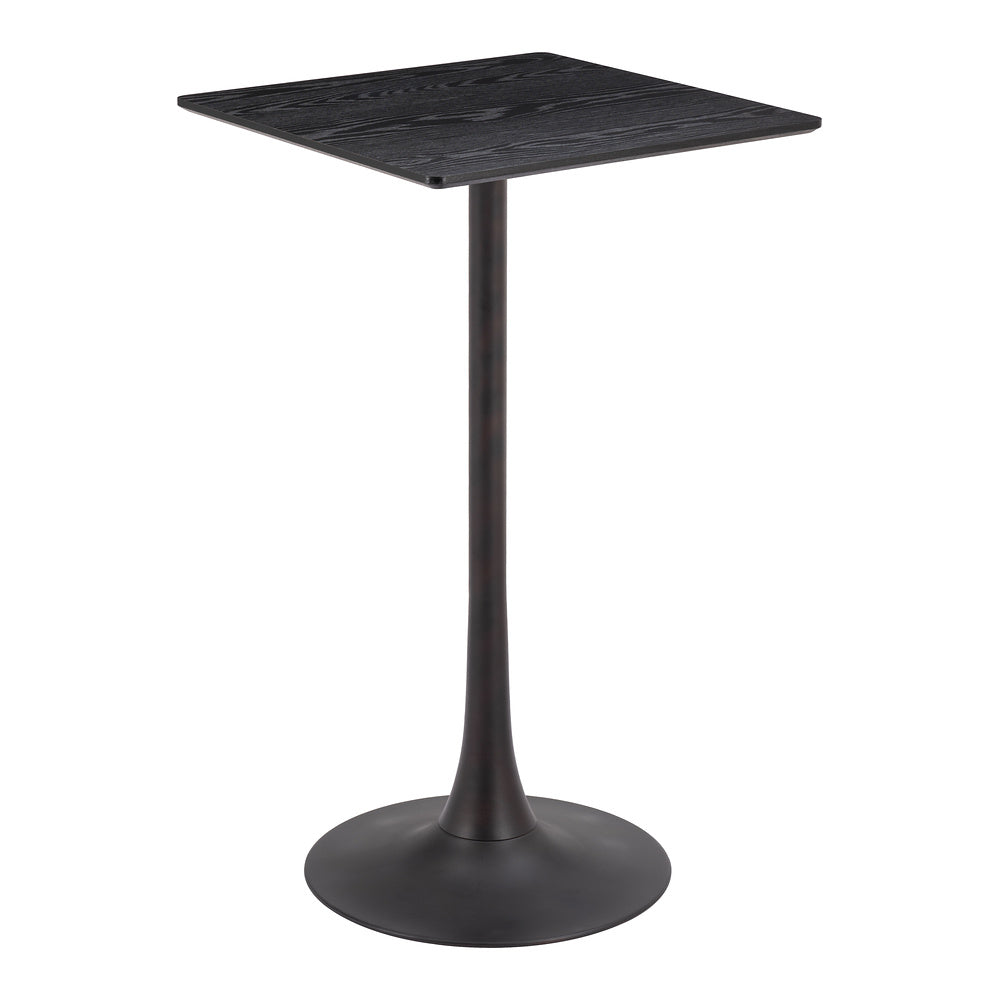 Mesa Alta para Snack Bar - ZUO VALLETA - Varios Colores - Cubierta de MDF Símil Madera y Estructura de Acero con Recubrimiento en Polvo - Negro