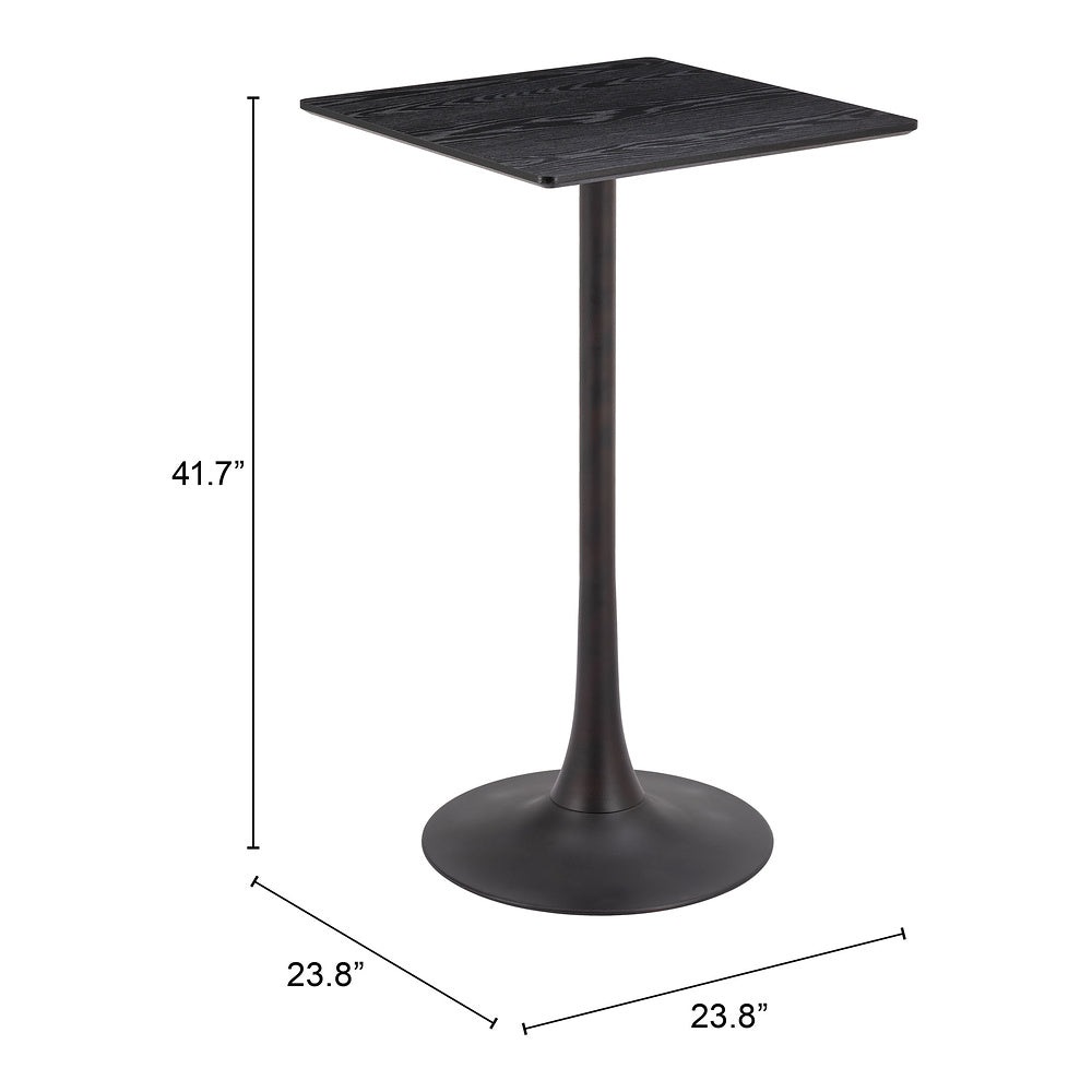 Mesa Alta para Snack Bar - ZUO VALLETA - Varios Colores - Cubierta de MDF Símil Madera y Estructura de Acero con Recubrimiento en Polvo - Negro