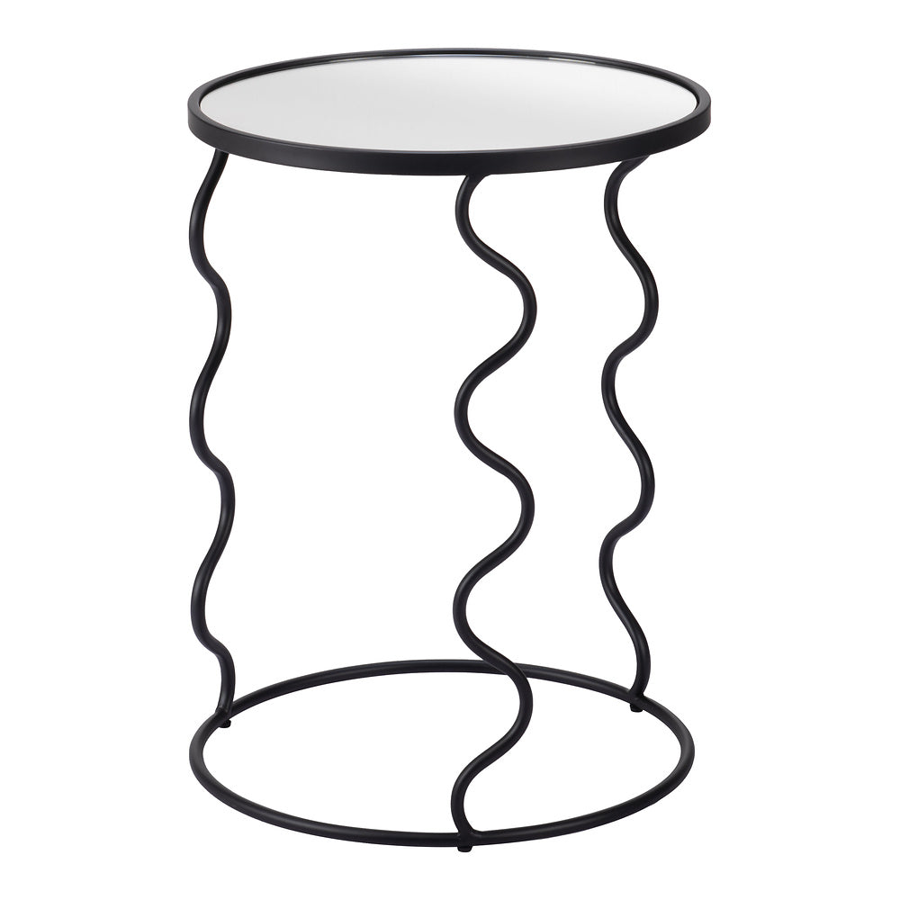 Mesa Auxiliar para Coworking - ZUO BASTIA - Negro - Cubierta de Espejo y Estructura de Acero Pintado
