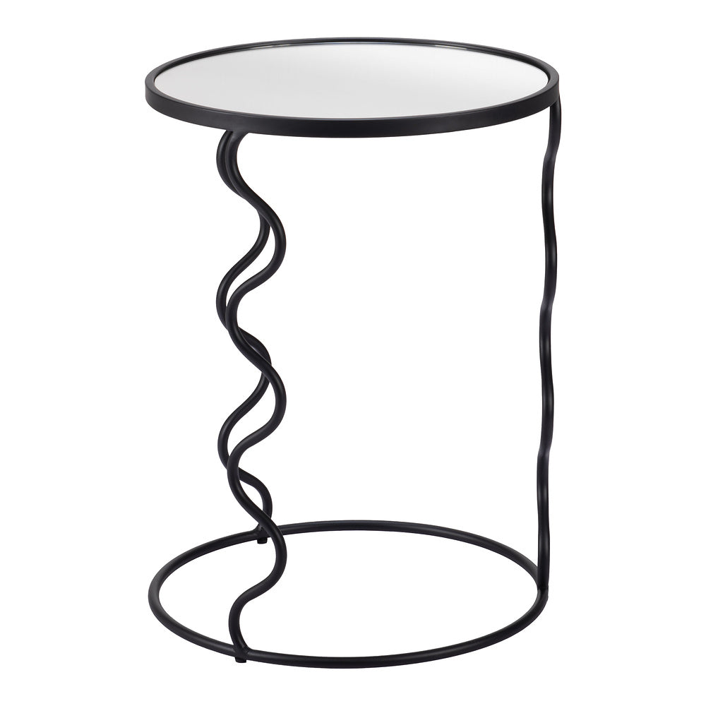 Mesa Auxiliar para Coworking - ZUO BASTIA - Negro - Cubierta de Espejo y Estructura de Acero Pintado