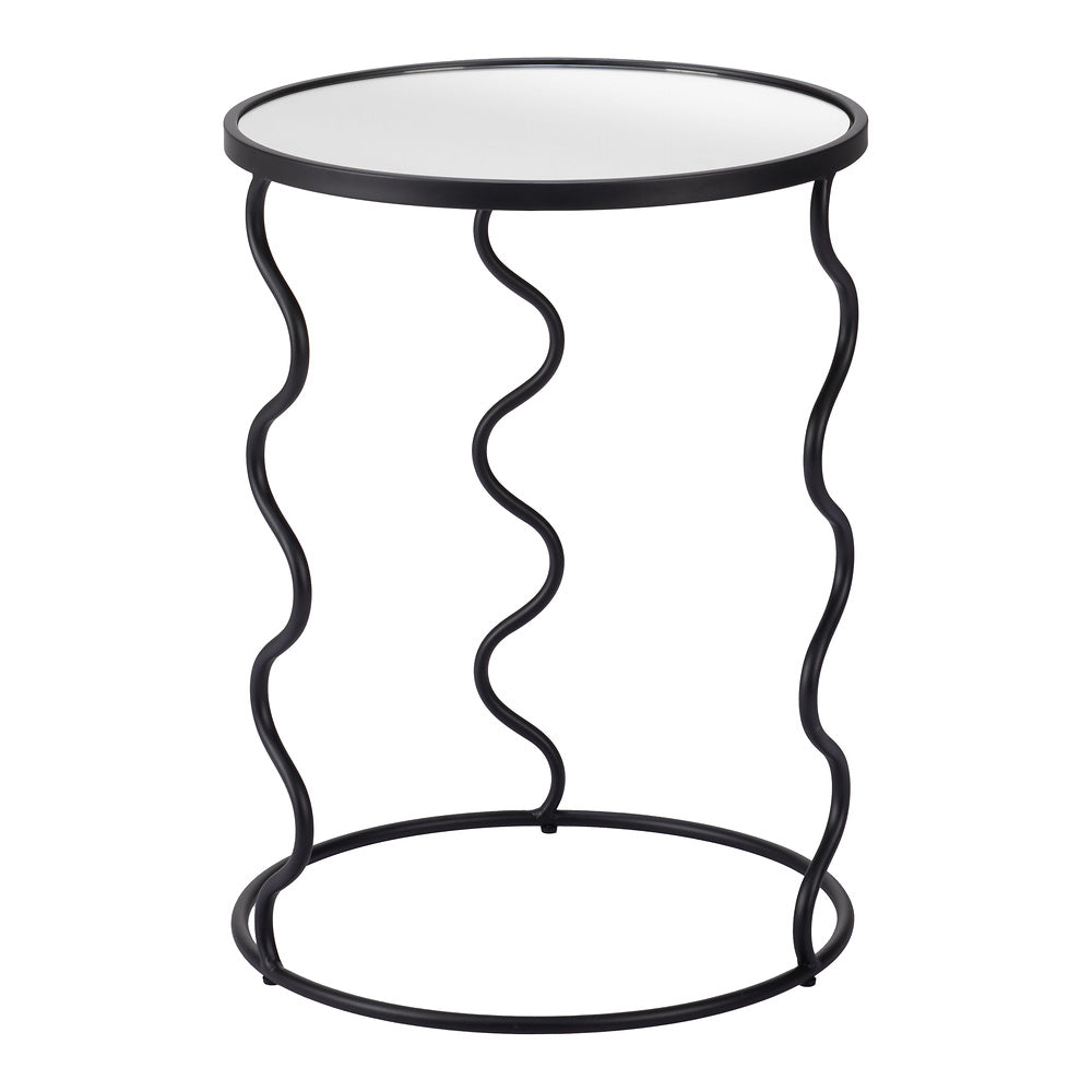 Mesa Auxiliar para Coworking - ZUO BASTIA - Negro - Cubierta de Espejo y Estructura de Acero Pintado