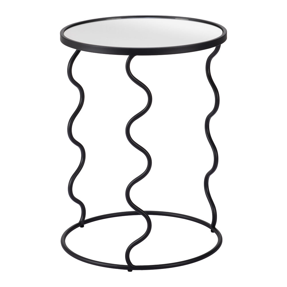 Mesa Auxiliar para Coworking - ZUO BASTIA - Negro - Cubierta de Espejo y Estructura de Acero Pintado