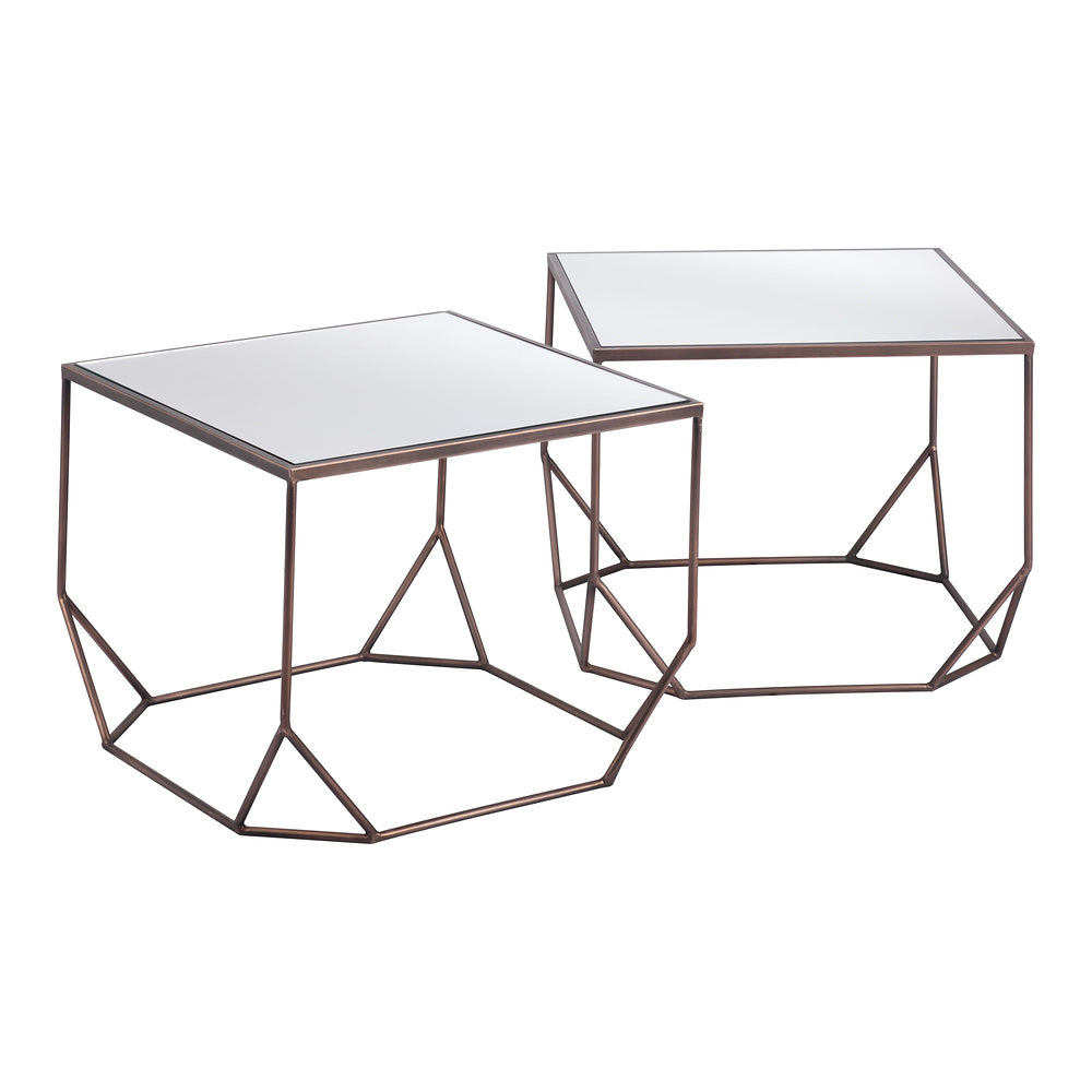 Mesa de Centro para Sala de Espera - ZUO ARZON - Bronce - Cubierta de MDF y Estructura de Acero Pintado