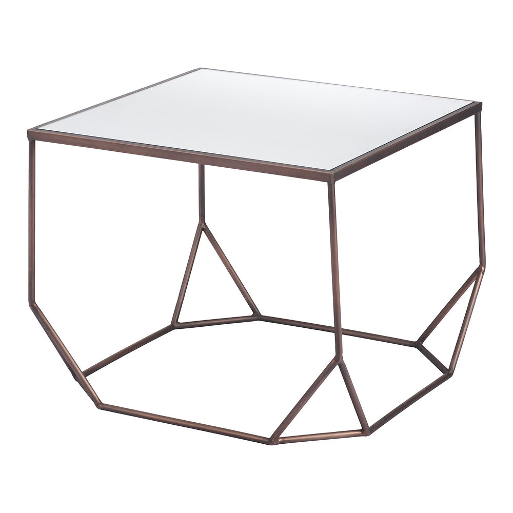 Mesa de Centro para Sala de Espera - ZUO ARZON - Bronce - Cubierta de MDF y Estructura de Acero Pintado