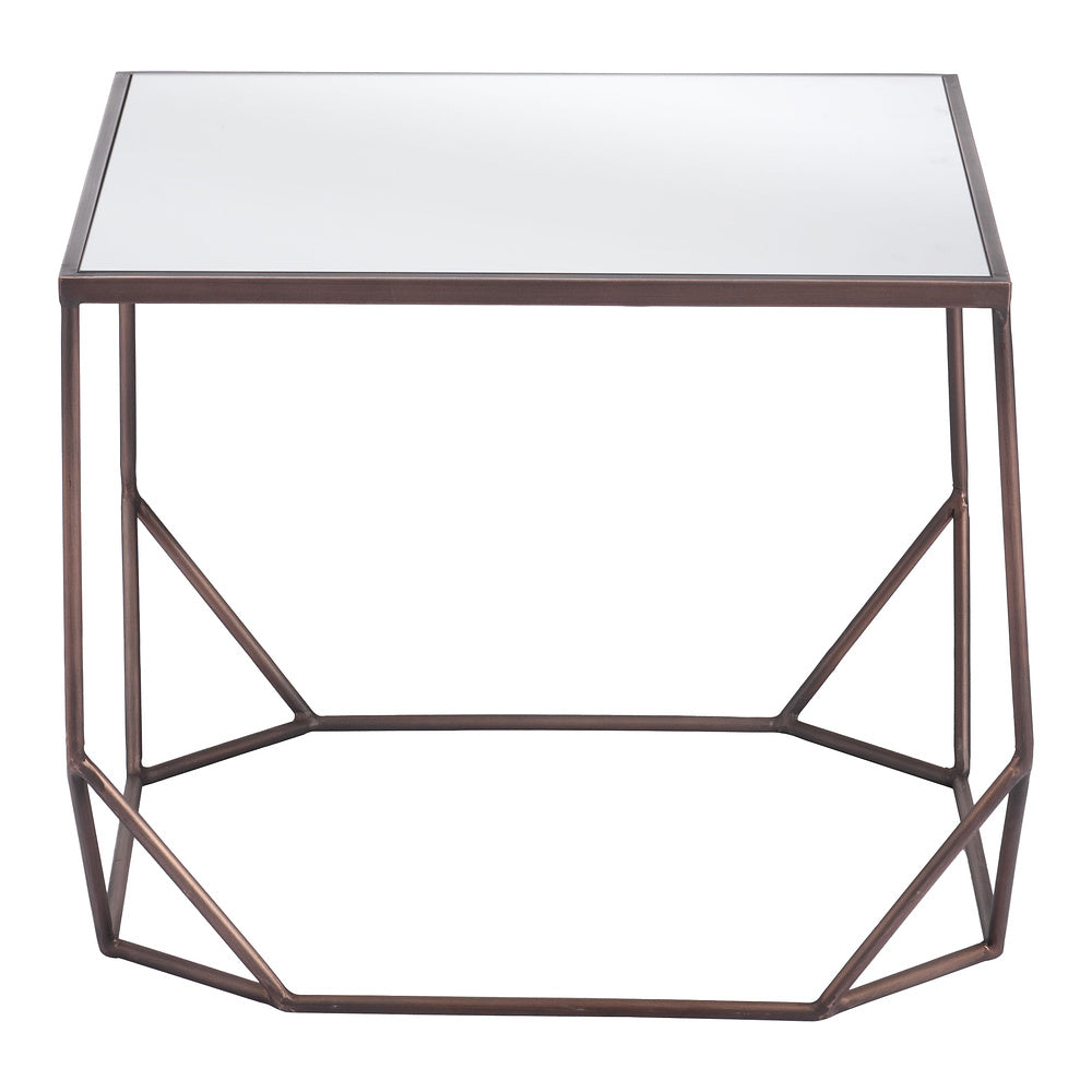 Mesa de Centro para Sala de Espera - ZUO ARZON - Bronce - Cubierta de MDF y Estructura de Acero Pintado