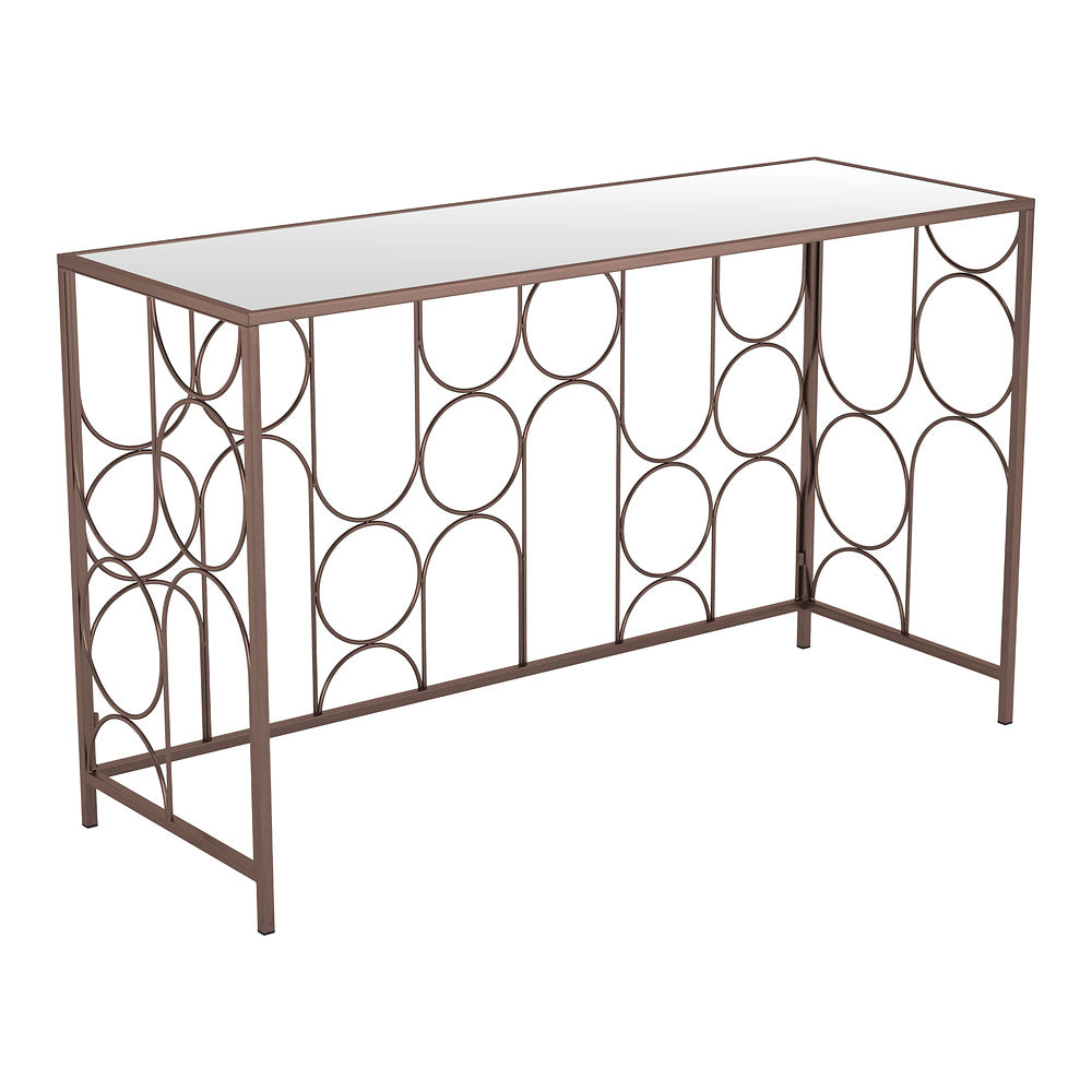 Mesa Consola para Área de Descanso - ZUO CONVALE - Bronce - Cubierta de MDF y Estructura de Acero Pintado