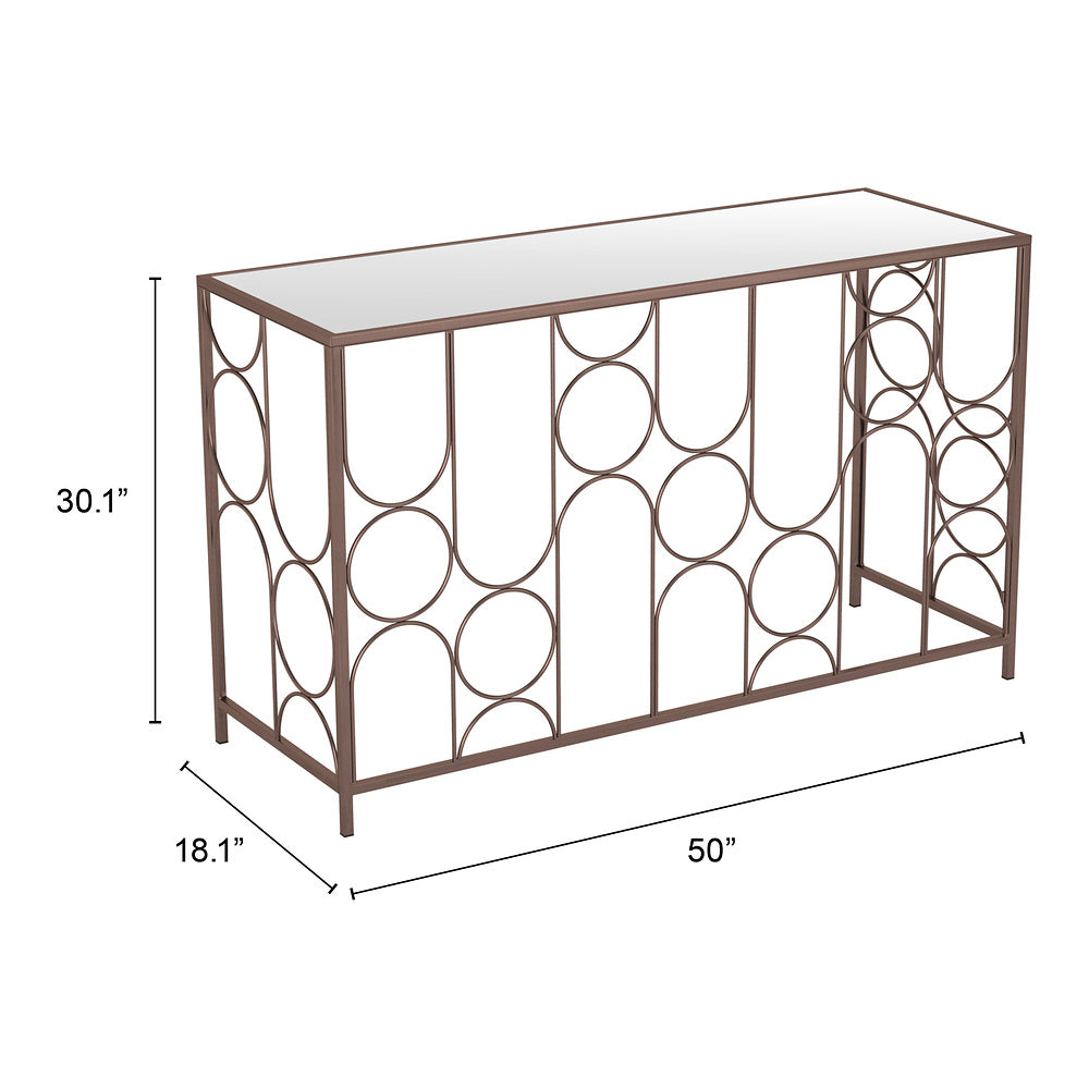 Mesa Consola para Área de Descanso - ZUO CONVALE - Bronce - Cubierta de MDF y Estructura de Acero Pintado