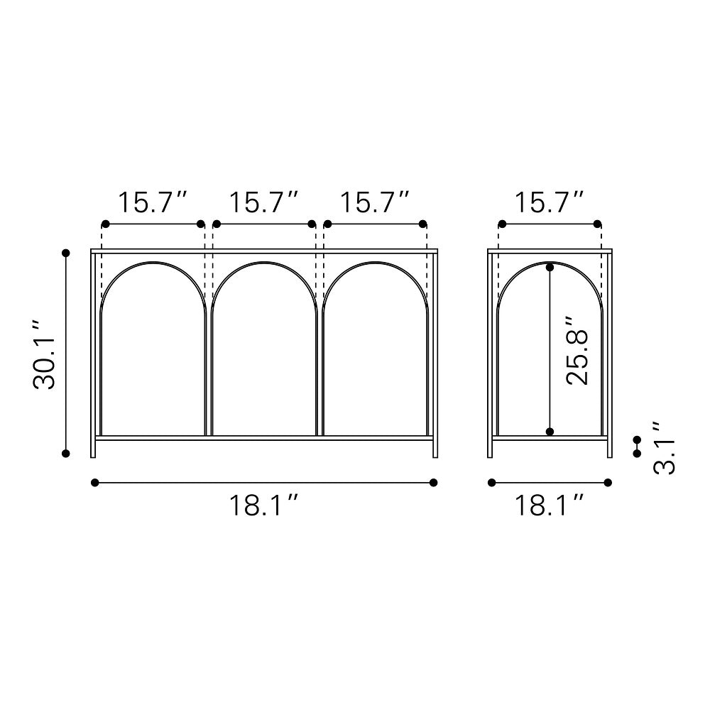 Mesa Consola para Sala de Espera - ZUO LORIET - Negro - Estructura y Cubierta en Acero Pintado
