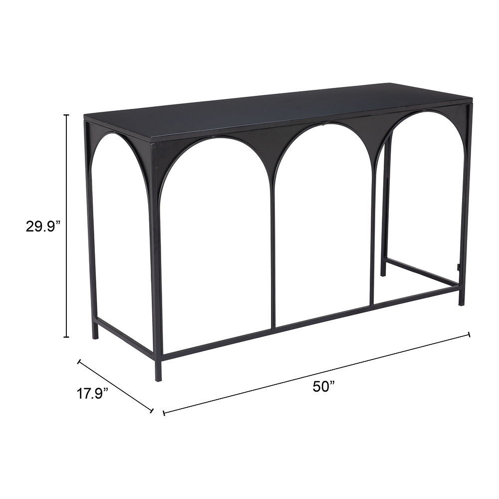 Mesa Consola para Sala de Espera - ZUO LORIET - Negro - Estructura y Cubierta en Acero Pintado