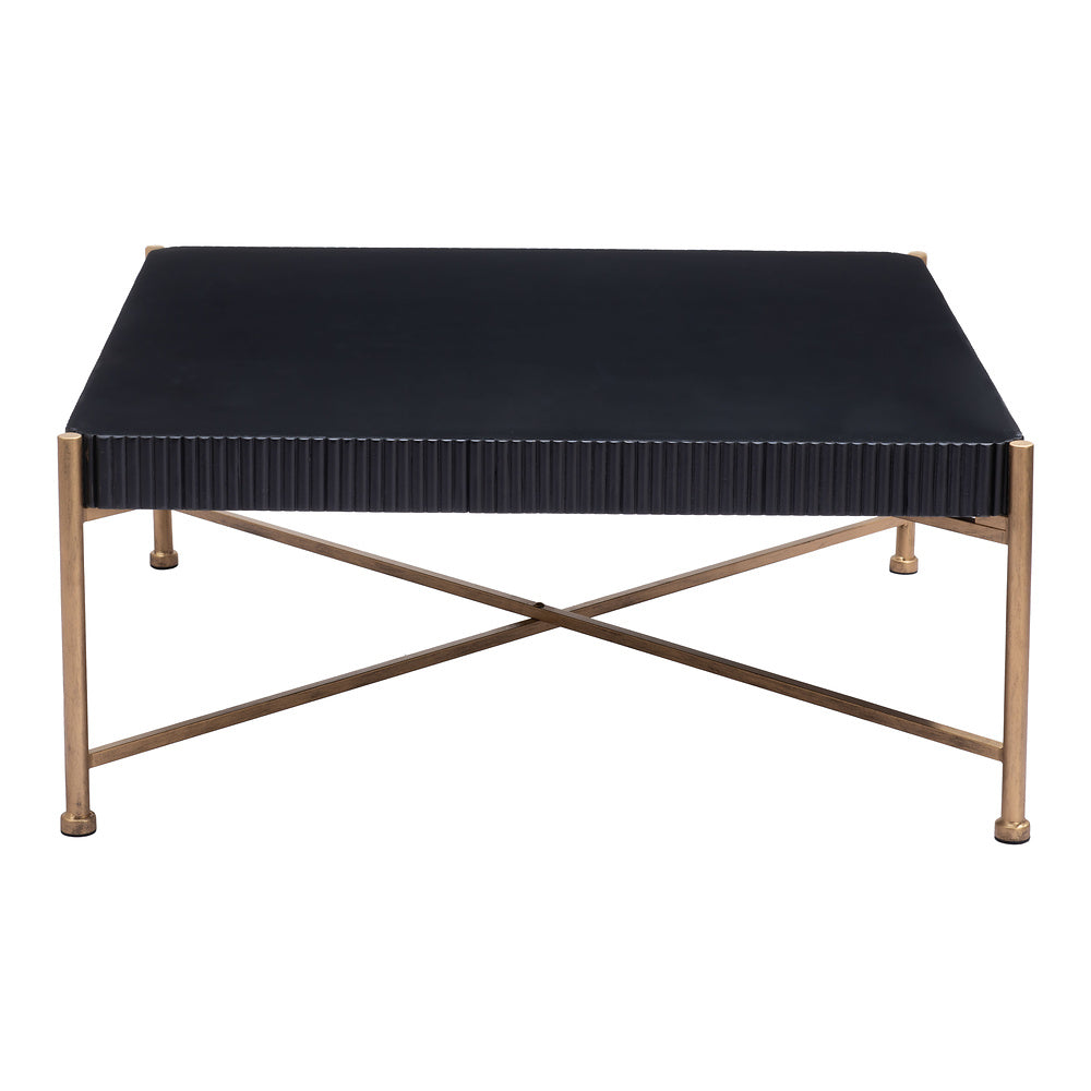 Mesa de Centro para Sala de Espera - ZUO NAZAIRE - Negro - Cubierta de Madera de Abeto Pintada y Estructura de Acero Pintado