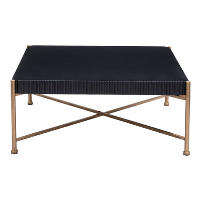 Mesa de Centro para Sala de Espera - ZUO NAZAIRE - Negro - Cubierta de Madera de Abeto Pintada y Estructura de Acero Pintado