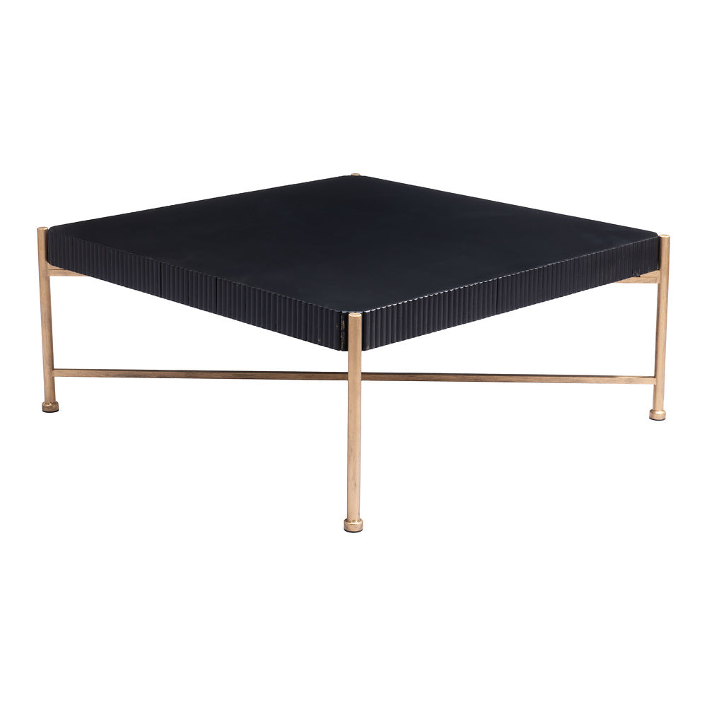 Mesa de Centro para Sala de Espera - ZUO NAZAIRE - Negro - Cubierta de Madera de Abeto Pintada y Estructura de Acero Pintado