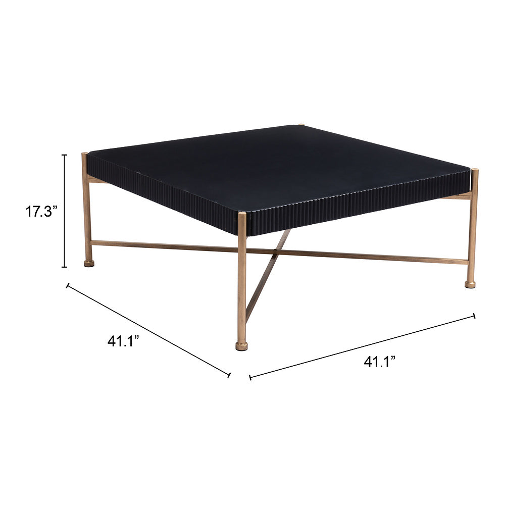 Mesa de Centro para Sala de Espera - ZUO NAZAIRE - Negro - Cubierta de Madera de Abeto Pintada y Estructura de Acero Pintado
