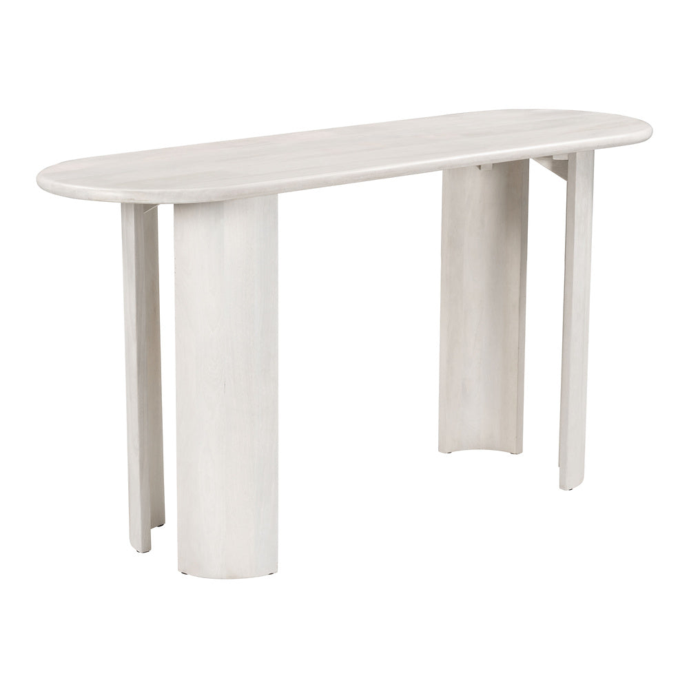 Mesa Consola para Sala de Espera - ZUO RISAN - Blanco Decapado - Cubierta de Madera de Mango Blanqueada y Estructura de Madera de Mango