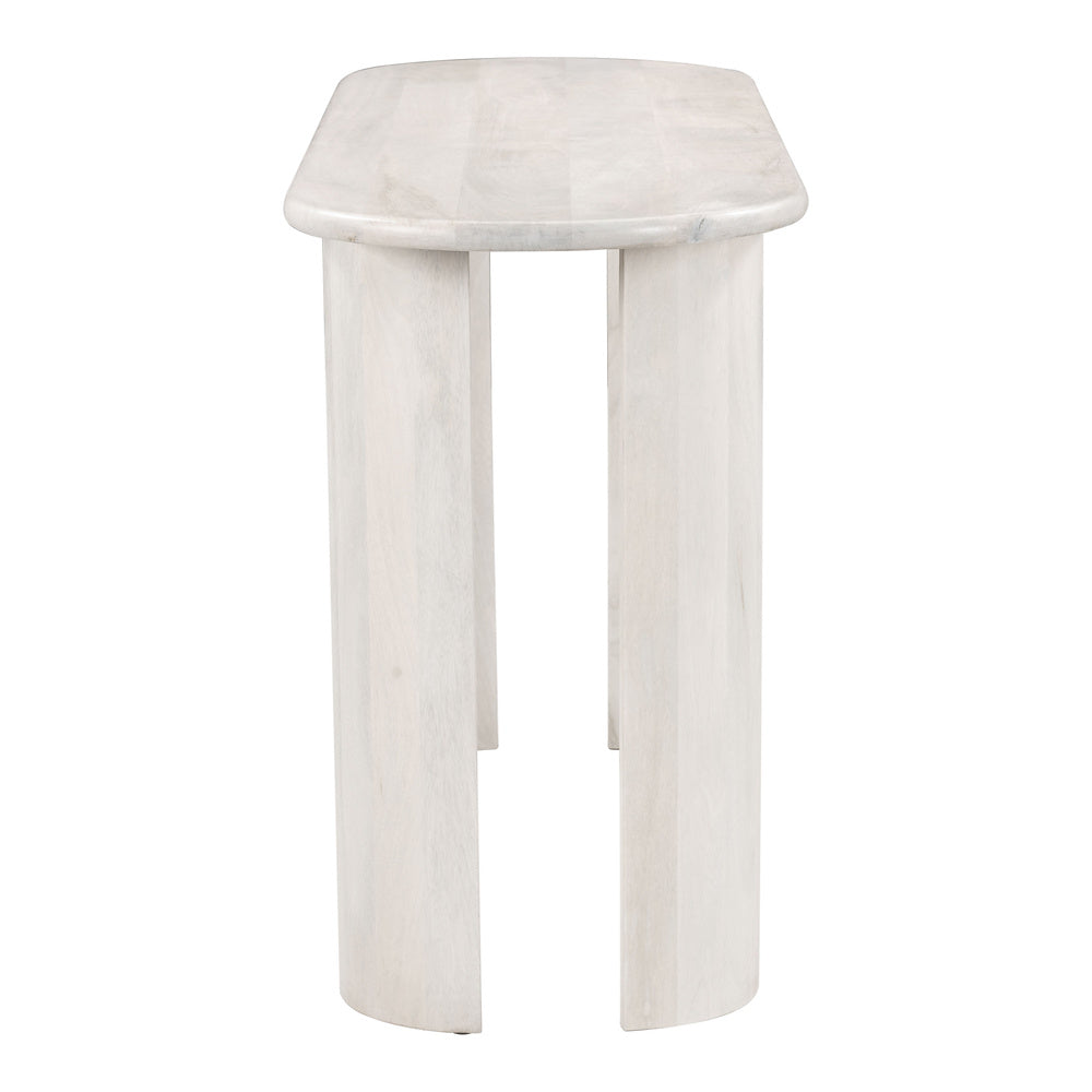 Mesa Consola para Sala de Espera - ZUO RISAN - Blanco Decapado - Cubierta de Madera de Mango Blanqueada y Estructura de Madera de Mango