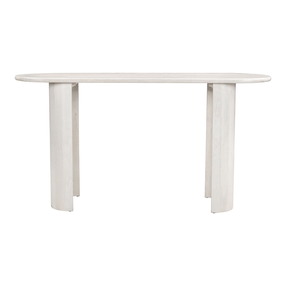 Mesa Consola para Sala de Espera - ZUO RISAN - Blanco Decapado - Cubierta de Madera de Mango Blanqueada y Estructura de Madera de Mango