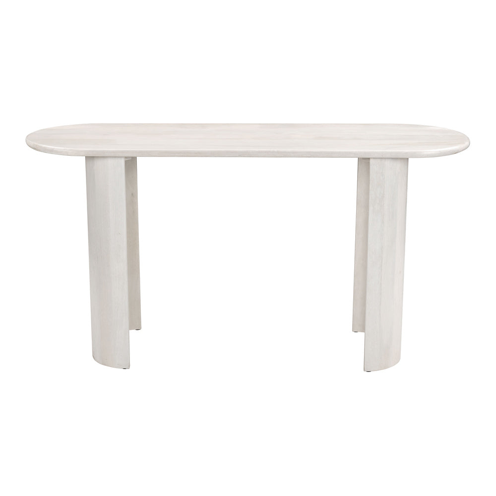 Mesa Consola para Sala de Espera - ZUO RISAN - Blanco Decapado - Cubierta de Madera de Mango Blanqueada y Estructura de Madera de Mango