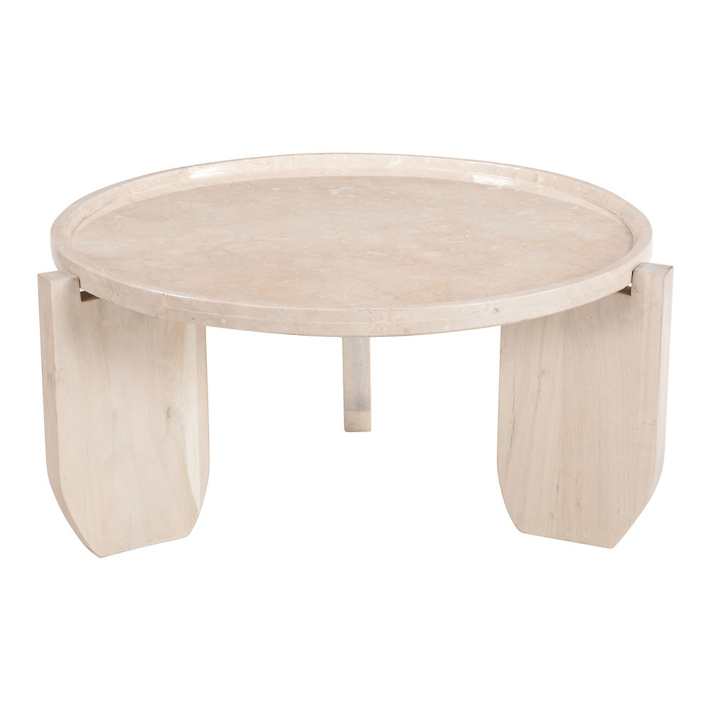 Mesa de Centro para Habitación de Hotel - ZUO NADOR - Natural - Cubierta de Mármol Botticino y Estructura de MDF