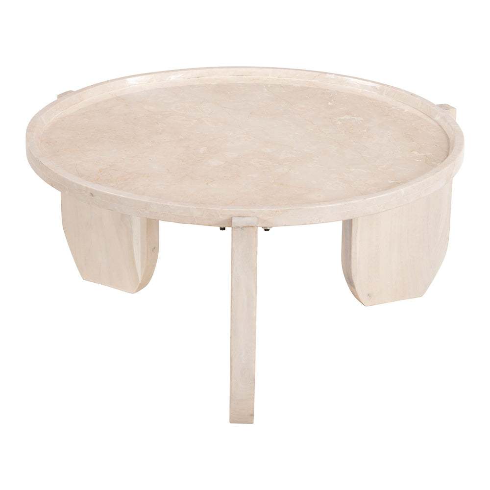 Mesa de Centro para Habitación de Hotel - ZUO NADOR - Natural - Cubierta de Mármol Botticino y Estructura de MDF