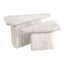 Mesa de Centro para Sala de Espera - ZUO NAVIDIC - Blanco Decapado - Cubierta de Madera de Acacia Blanqueada y Estructura de Madera de Acacia