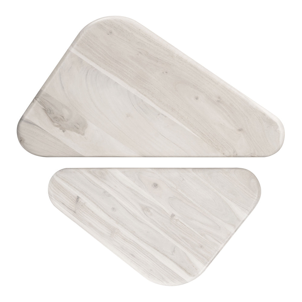 Mesa de Centro para Sala de Espera - ZUO NAVIDIC - Blanco Decapado - Cubierta de Madera de Acacia Blanqueada y Estructura de Madera de Acacia