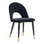 Silla Comercial para Hotel - ZUO MENLO - Varios Colores - Asiento y Respaldo Tapizados en Tela Tipo Terciopelo - Negro