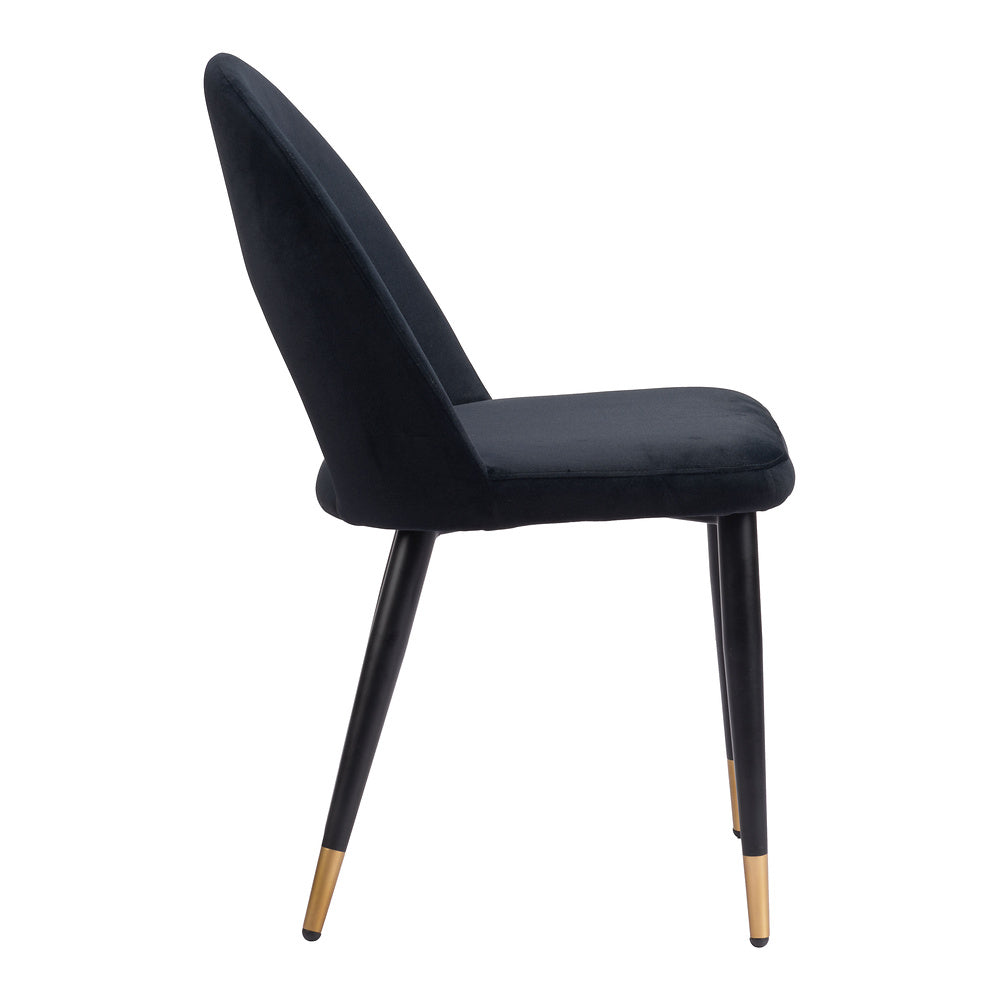 Silla Comercial para Hotel - ZUO MENLO - Varios Colores - Asiento y Respaldo Tapizados en Tela Tipo Terciopelo - Negro