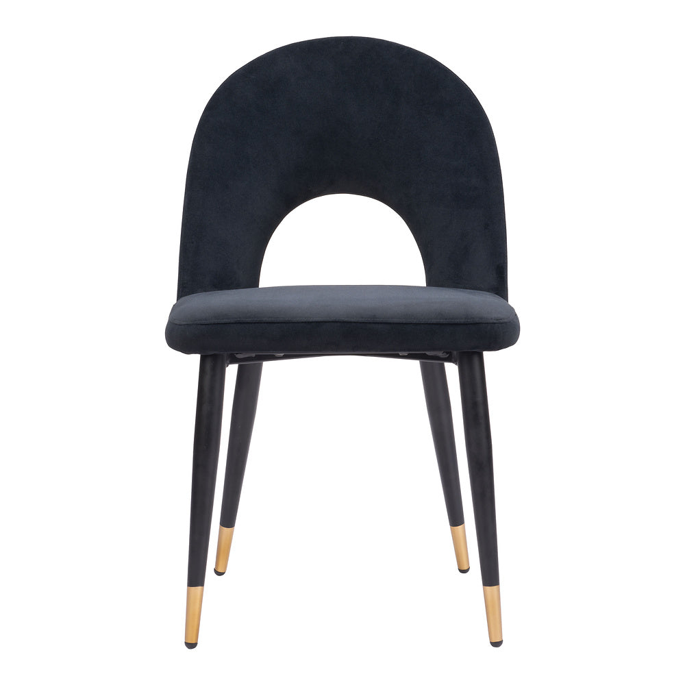 Silla Comercial para Hotel - ZUO MENLO - Varios Colores - Asiento y Respaldo Tapizados en Tela Tipo Terciopelo - Negro