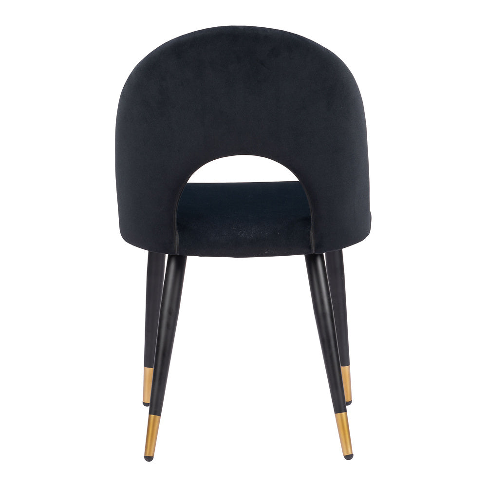 Silla Comercial para Hotel - ZUO MENLO - Varios Colores - Asiento y Respaldo Tapizados en Tela Tipo Terciopelo - Negro